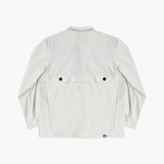 back view of ciele athletics CCJacket unisex running jacket from the Lifestyle Edition collection, in light grey color