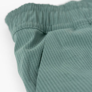 detail view of waistband fabric of the ciele athletics WRKShort unisex running and technical short from the Lifestyle Edition collection, in silver pine color