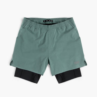 front view of ciele athletics WRKShort unisex running and technical short from the Lifestyle Edition collection, in silver pine color