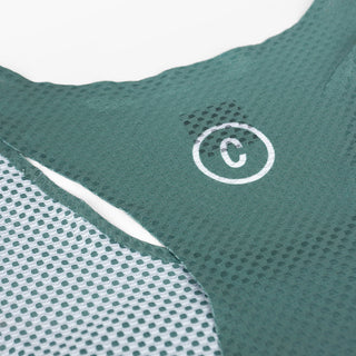 detail picture of the outter fabric of the ciele athletics lightweight, race ready and performance driven singlet named RDSinglet in turquoise color from the lifetime edition