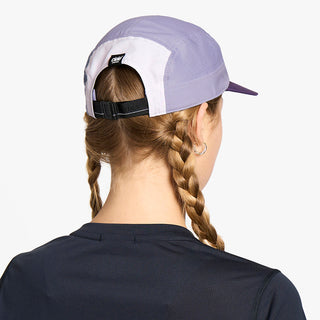 back view of the ciele athletics GOCap unisex running hat in misty lilac color, on a model