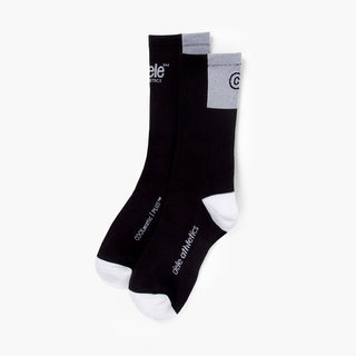 pair of black color socks with white accents on a white background