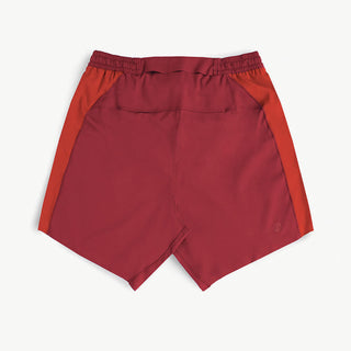 back view of ciele athletics TRNShort 7 inch linerless short in merlot color