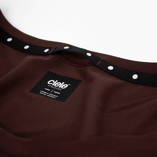 close view of the quick dry loop on the ciele athletics DLYTshirt lightweight and performance driven T-Shirt in dark wine red