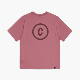 back view of ciele athletics unisex ORTShirt with everybody run logo in deco rose color