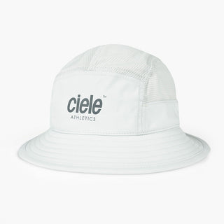 front view of ciele athletics GOBucket Comp Athletics unisex running bucket hat in light grey color