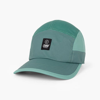 front view of the ciele athletics GOCap unisex running hat with a curved brim in silver pine color