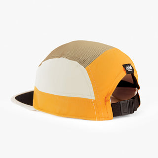 underbrim view of the ciele athletics GOCap Field Iconic Bar unisex running hat in clementine sand color