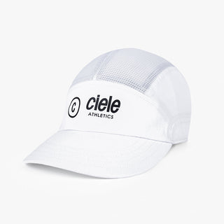 front view of ciele athletics FSTCap SC Classic C Side unisex running hat in whitaker color