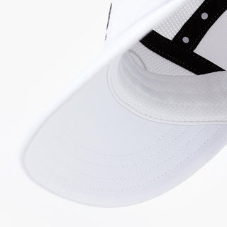 underbrim view of the ciele athletics FSTCap SC Classic C Side unisex running hat in whitaker color