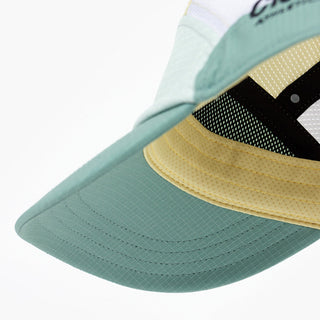 underbrim view of the ciele athletics GOCap SC Field Loopy unisex running hat in dusty turquoise color