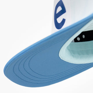 underbrim view of the ciele athletics GOCap unisex running hat in white sky blue color