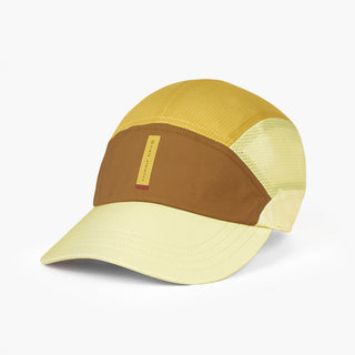 front view of ciele athletics FSTCap SC Comp Iconic VC unisex running hat in dark ochre sulfur color