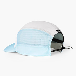 back view of the ciele athletics FTSCap unisex running hat with a curved brim in white color