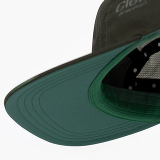 underbrim view of the ciele athletics GOCap Comp Bars unisex running hat in dark ochre color