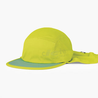 front view of ciele athletics GOCap PYN Comp one hundred unisex running bucket hat in lucifer yellow color