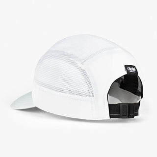 back view of ciele athletics GOCap Comp C cube unisex running hat in white color