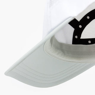 underbrim view of the ciele athletics GOCap Comp C cube unisex running hat in white color