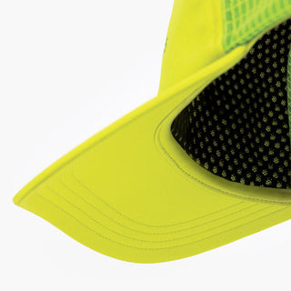 underbrim view of the ciele athletics TRLCap SC Comp unisex running hat in lucifer yellow color