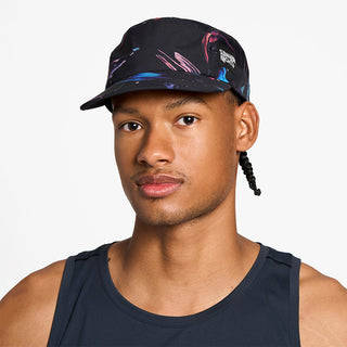 front view of the ciele athletics GOCap unisex running hat in summer nights limited edition, on a model