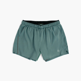 front view of ciele athletics DLYShort 4 inch with a long brief in silver pine color