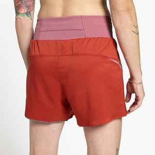 close back view of ciele athletics TRNShort 4 inch with a brief in clay color on a model