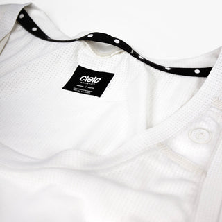 close view of the quick dry loop on the ciele athletics FSTSinglet lightweight and performance driven singlet in ghost